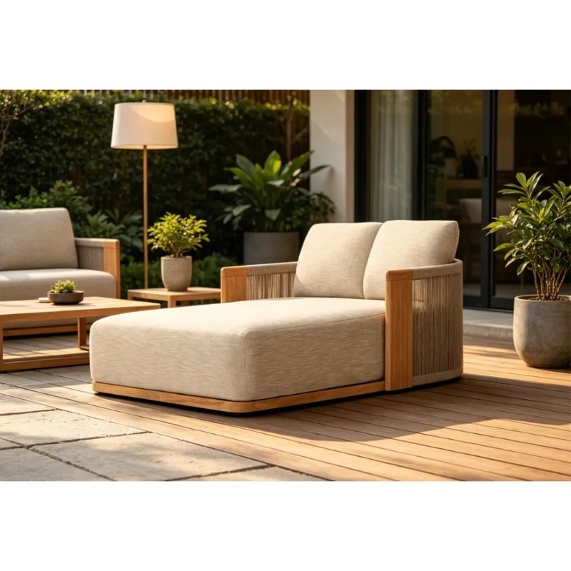 Outdoor Daybed Furniture - Chaise longue double en teck pour
