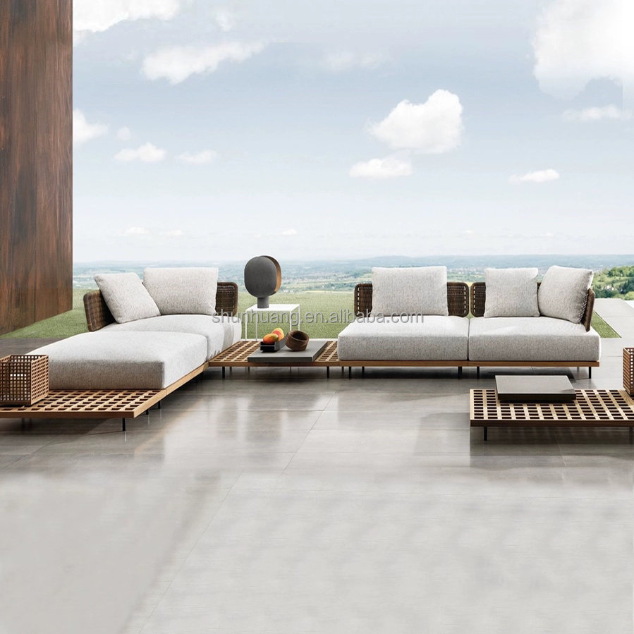 Outdoor Furniture Teak - Ensemble de canapés de jardin modernes,