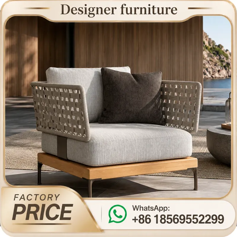 Outdoor Furniture Teak - Ensemble de canapés en corde tressée