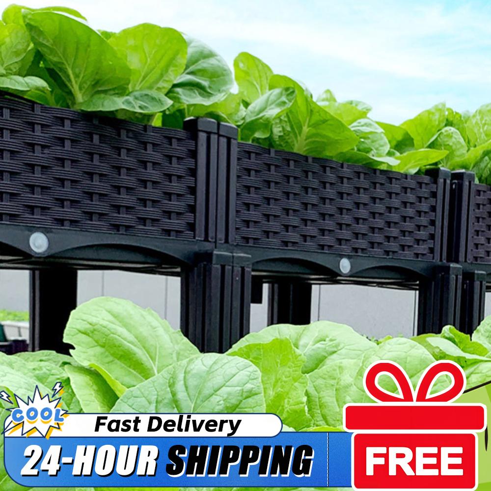 Garden Storage Box - Jardinière surélevée en plastique avec pieds,