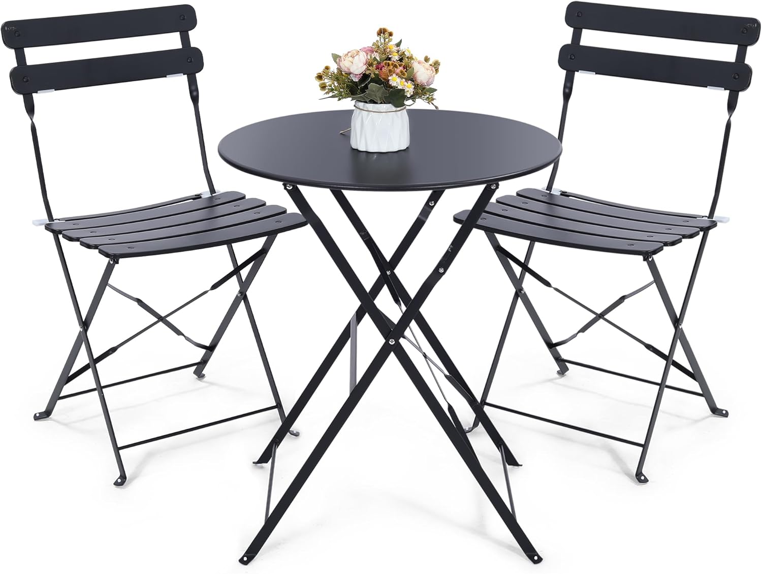 Outdoor Furniture Small - Ensemble bistrot d'extérieur pliable noir 3