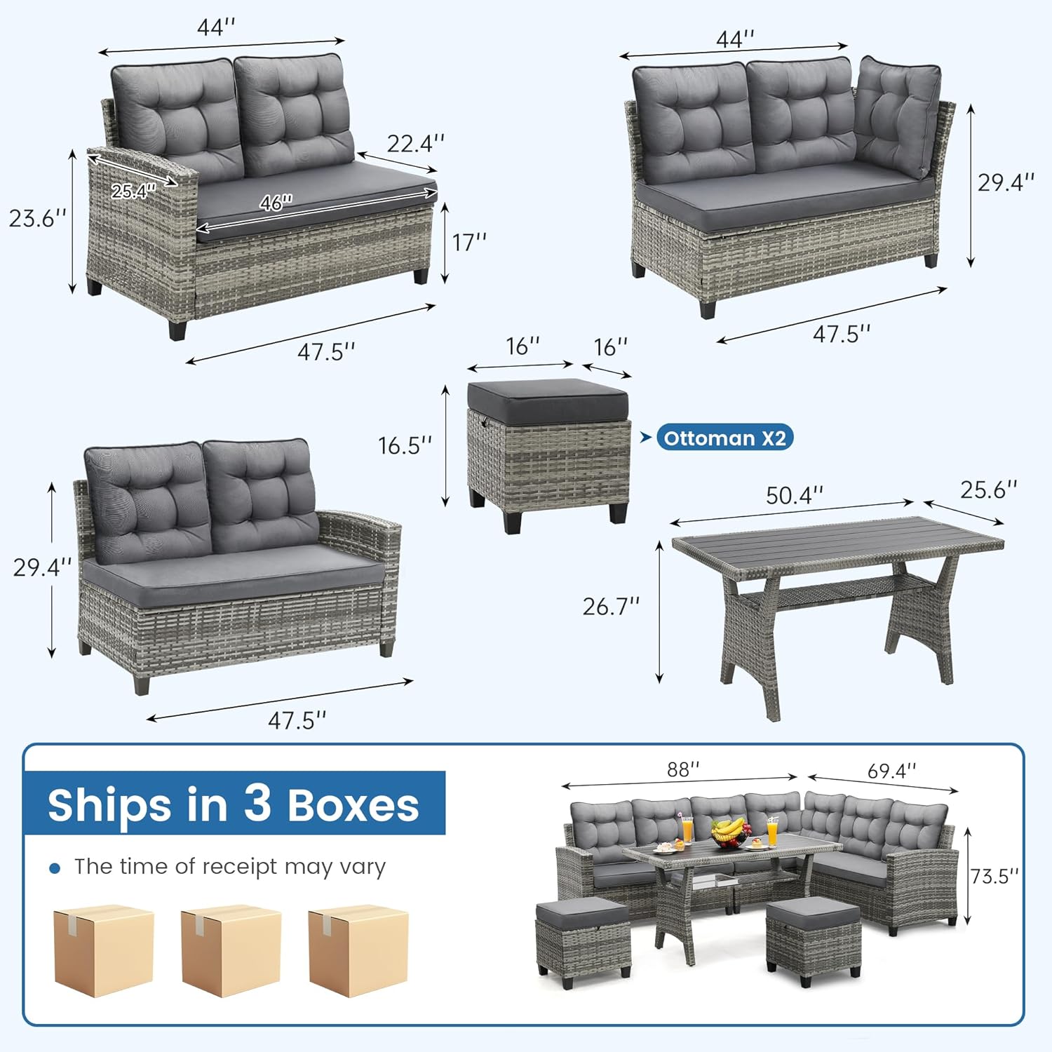 Ensemble de meubles de patio 6 - Outdoor Furniture Dining Set avis et prix
