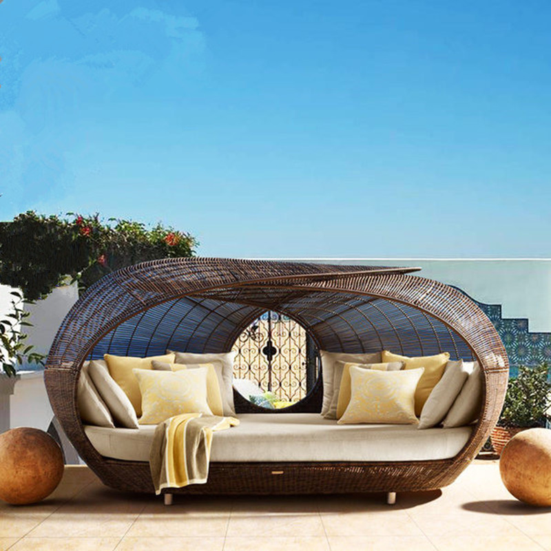 Lit de repos demi-rond en roti - Outdoor Daybed Furniture avis et prix