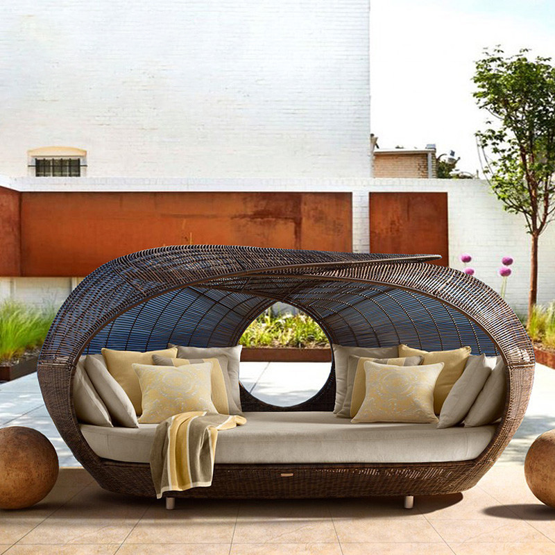 Lit de repos demi-rond en roti - Outdoor Daybed Furniture avis et prix
