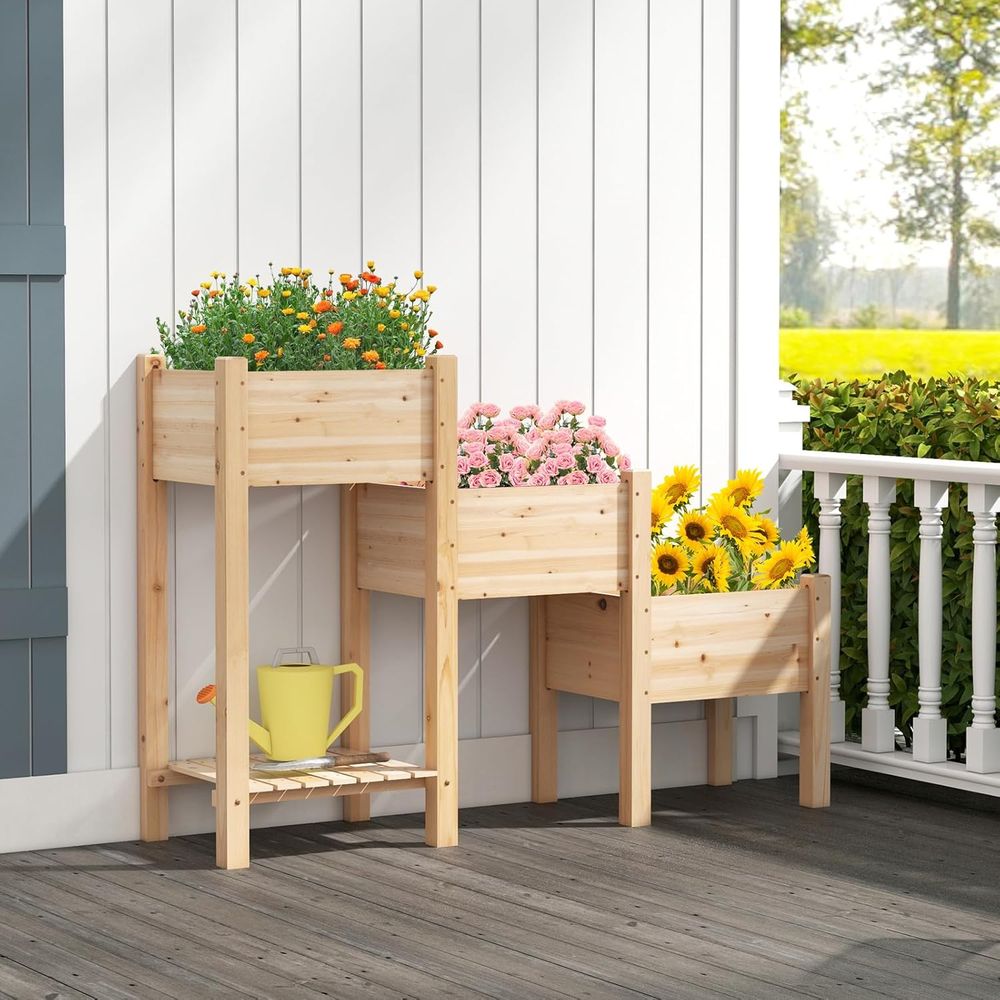 Jardinière surélevée en bois à - Garden Storage Box avis et prix