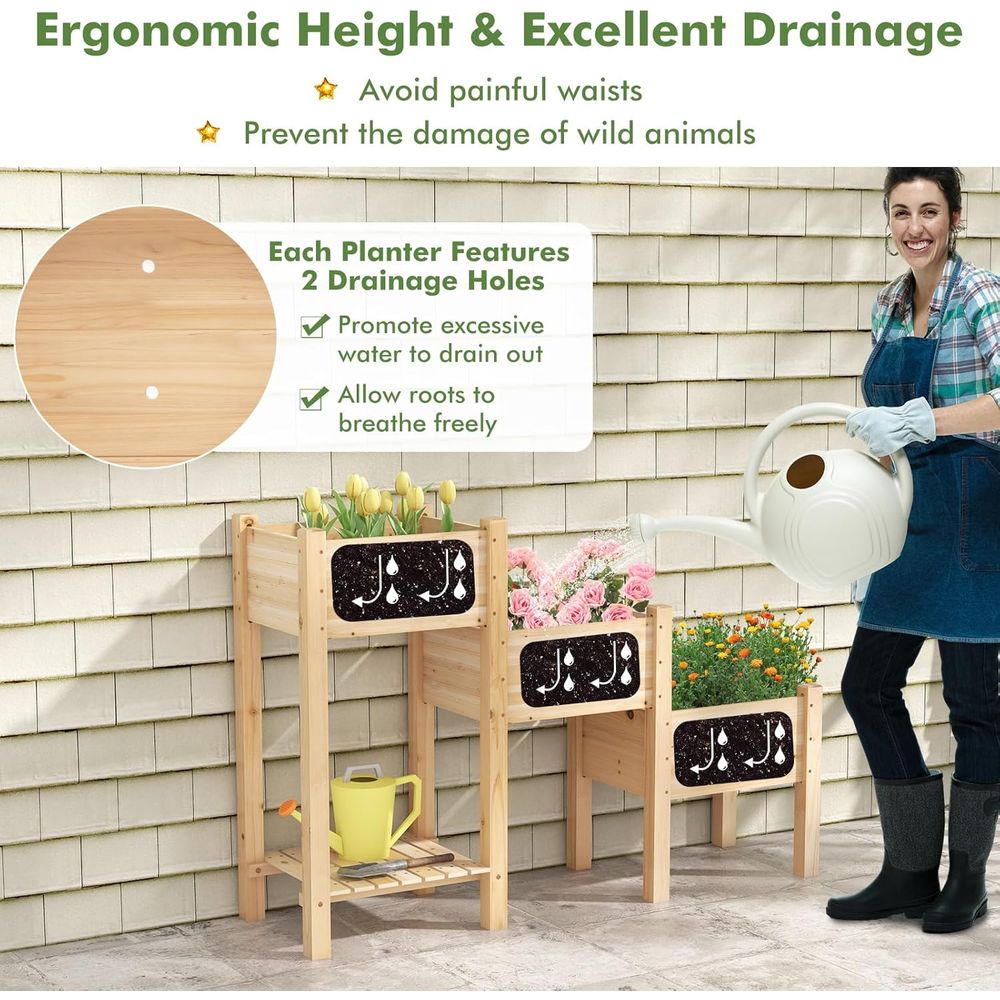 Jardinière surélevée en bois à - Garden Storage Box avis et prix